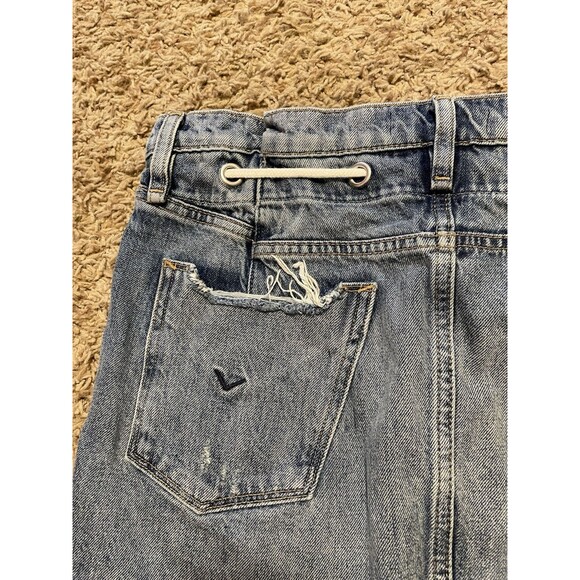Hudson Jeans Grommet Tie-Waist Denim Mini Skirt, Blue Wash And Raw Hem, Size 28 - Picture 4 of 8